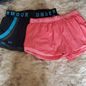 Under Armour Black and Coral Athletic Shorts Set